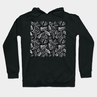 Modern Dinosaur Pattern - Black & White Hoodie